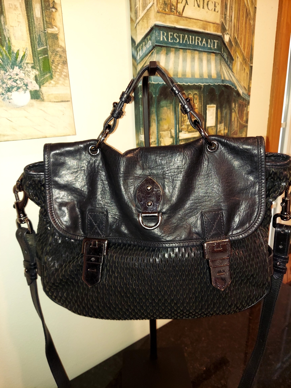 Mulberry Black Leather Mesh Tillie Satchel Shoulder Crossbody Bag VGC! - Picture 2 of 16